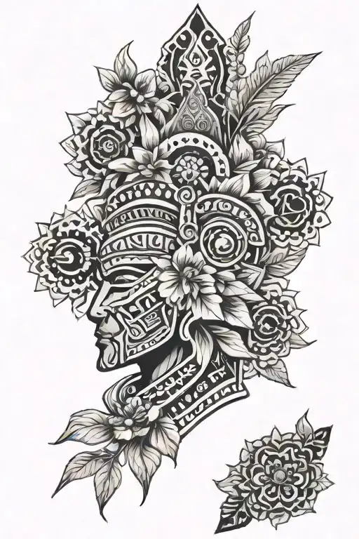 Flowers And Aztec Warrior