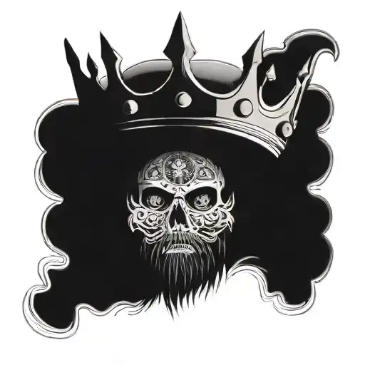 Bearded Skull With Crown Clock With Eye In Centre