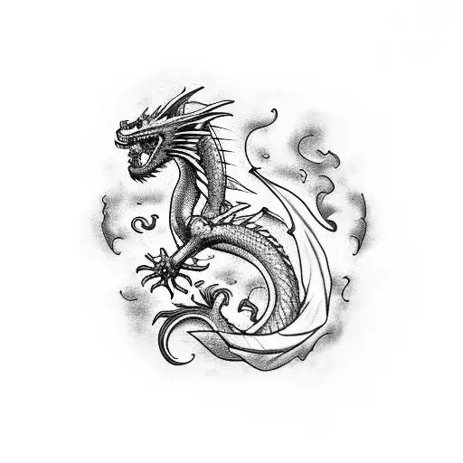 Dragon With Fire In Shape Of S