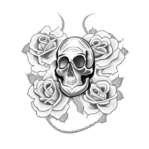 Skull Roses Snake Cut
