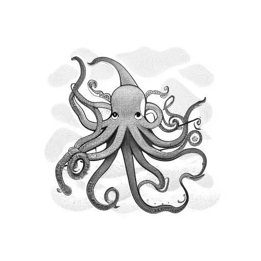 Octopus Playing A Piano On A Stormy Beach