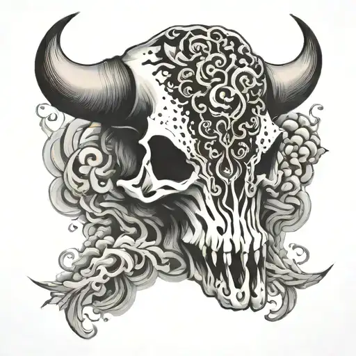 Bull Skull With Smoke Rising