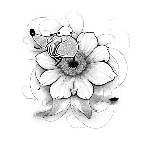 Morning Glory Flower With A Bee