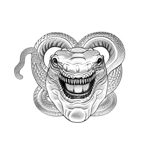 Coiled Snake With Teeth