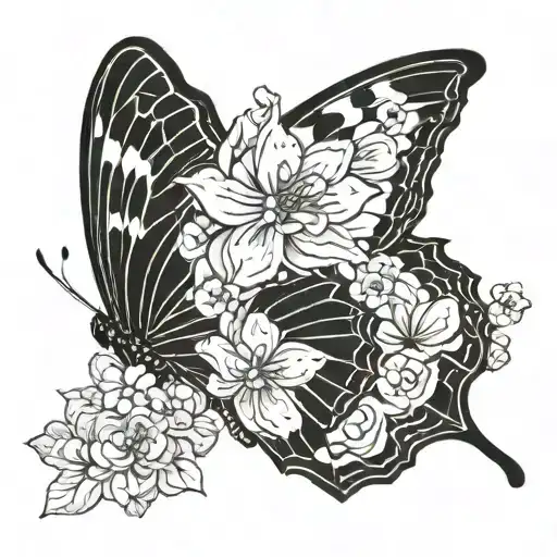 Butterfly With A Flower Wing Left Side