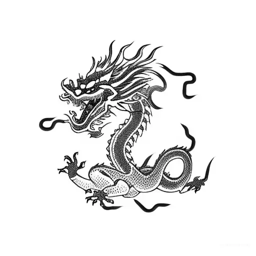 Chinese Dragon In Horizontal Shape