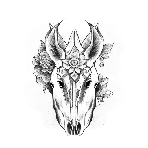 Horse Skull With Flower