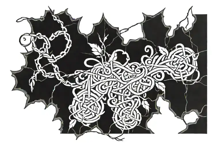 Vine And Barb Wire Style Design With Text In The Middle