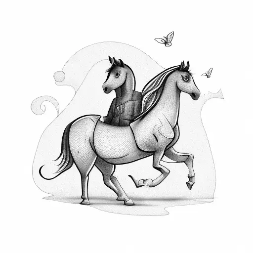 Cute Creepy Horse Cartoon Standing