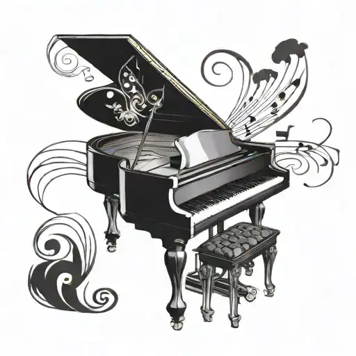Incorporate A Grand Piano With Swirling Musical Notes And Keys Into A Mystical Mistborn Symbol
