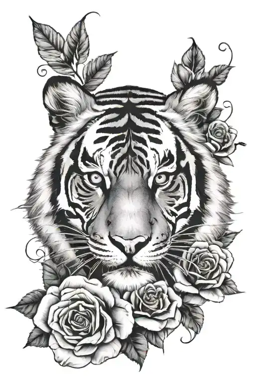 Tiger Eyes With Roses