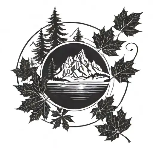 Circle Canadian Maple Leaf Backpacker Mountains Skier Snowboarder Cook
