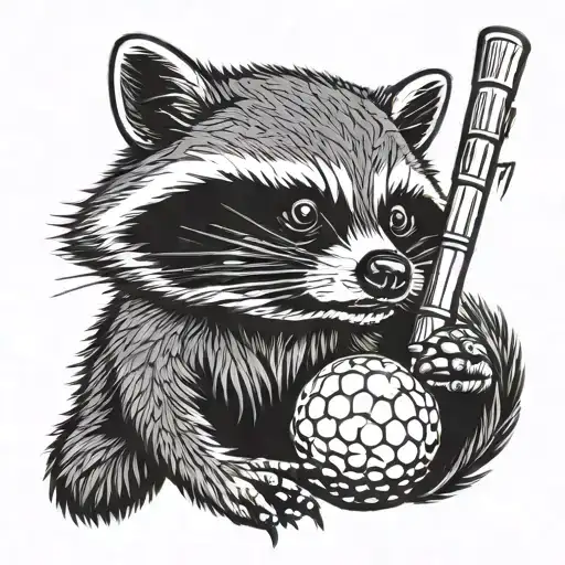 Raccoon Putting A Golf Ball