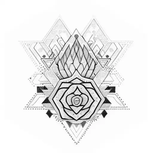 A Geometric Pattern Incorporating Different Types Of Succulents And Cacti