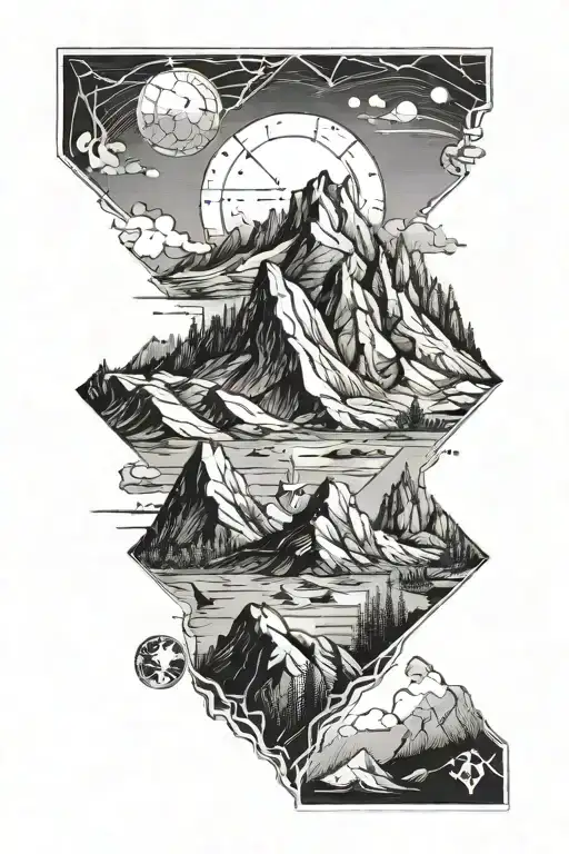 Mountain With Campass And Coordinates In It