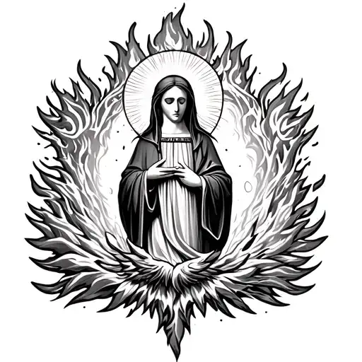 Virgin Mary Surrounded By Fire