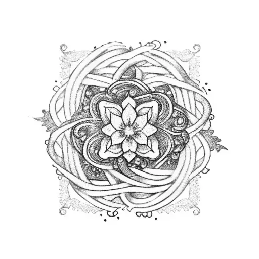 A Traditional Style Tattoo Of A Semicolon Intertwined With Floral Elements And Stars