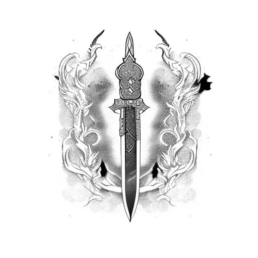 Samurai Sword With Intricate Black And Gold Detailing