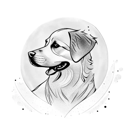 Golden Retriever And Moon