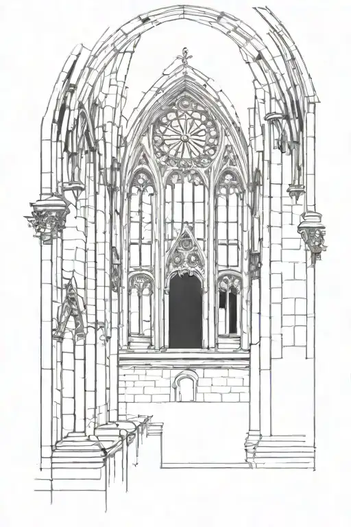 Gothic Church Interior With Broken Windows Gothic Stonework