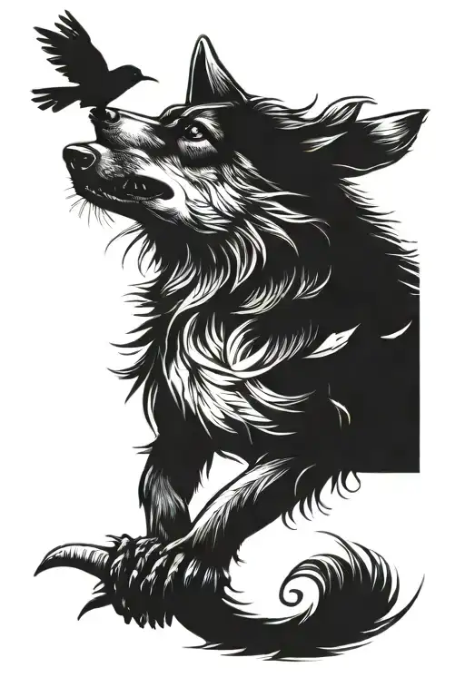 Wolf And Hummingbird Hovering