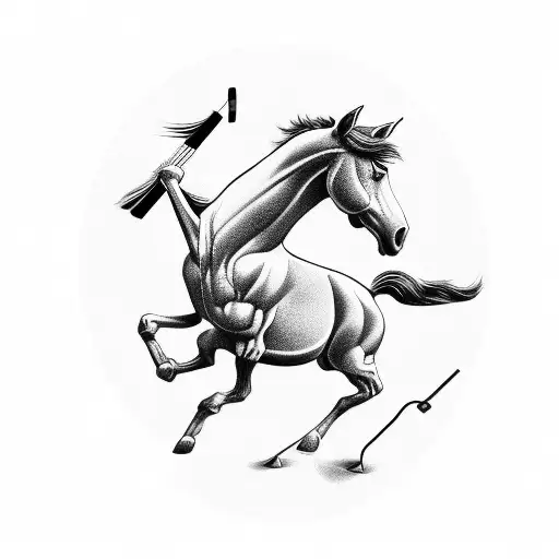 Horse Jumping Over A Dental Tool Obstacle