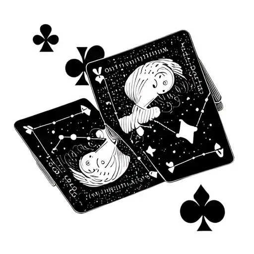 Playing Cards Floating In A Galaxy With Constellations Made From Morse Code