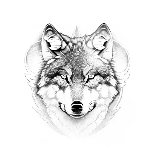 Whole Wolf With Angelwings As A Cross