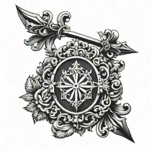 Bow Arrow Baroque Crest Heraldry Crown