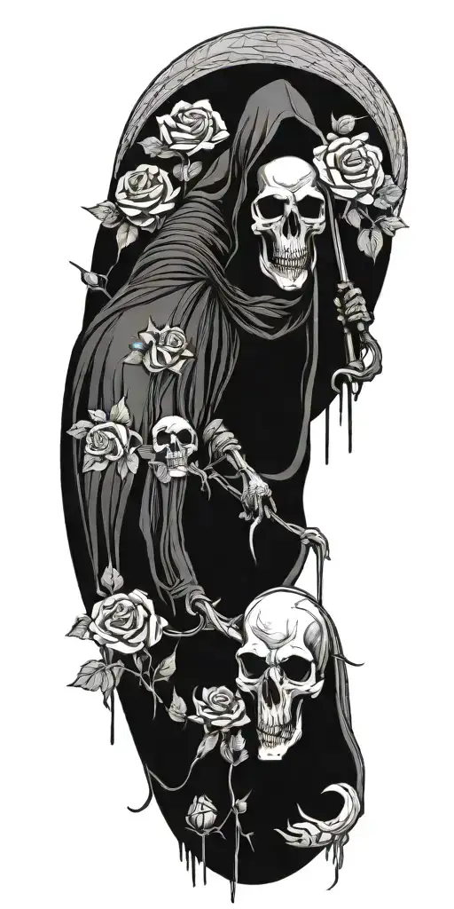 Grim Reaper With Roses And Horse