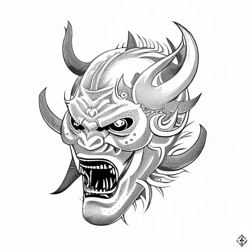 Japanese Face With Mask On Angry Demon