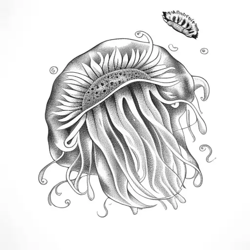 A Jellyfish With Sunflowers In The Background