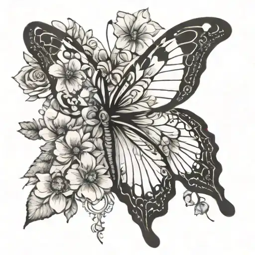 Butterfly With Flowers As A Wing Attached