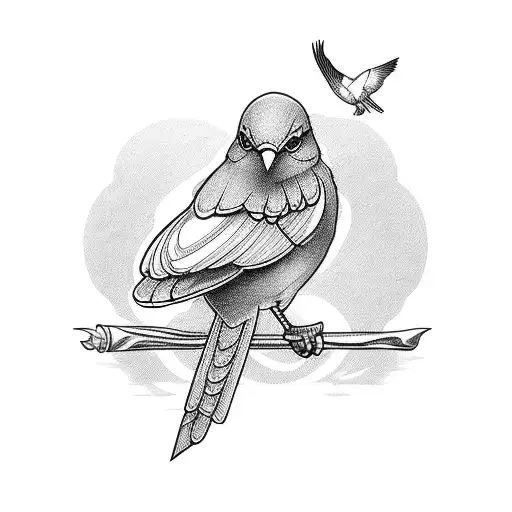 Singing Bird Perched On A Staff Note