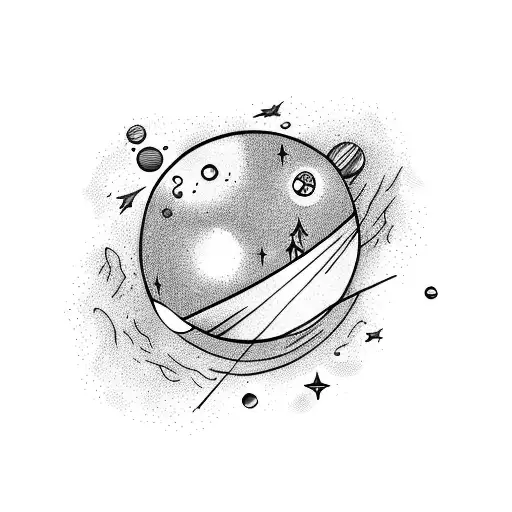 Woods With Space Above And Planets