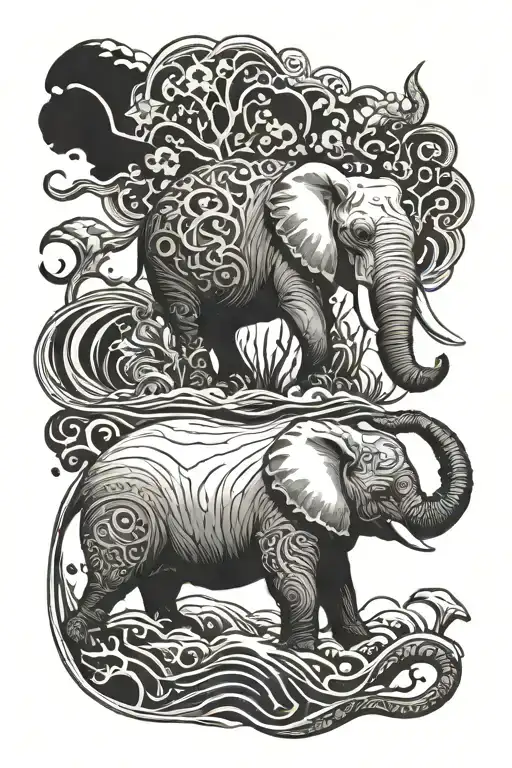Elephant And Whale Emerging