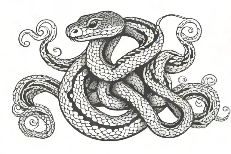 Snake With Mantra Written In Elegant Calligraphy