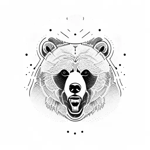 Angry Grizzly Bear Standing On Two Paws