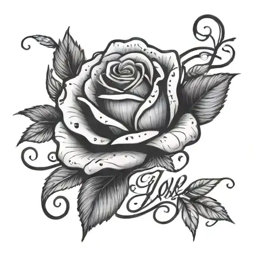 A Beautiful Rose Intertwined With Elegant Script Writing That Spells Out 'Love'