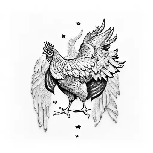 Chicken With Wings Made Of Galaxy Patterns