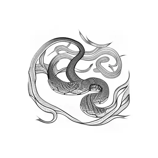 Snake And Mountains And Flowers