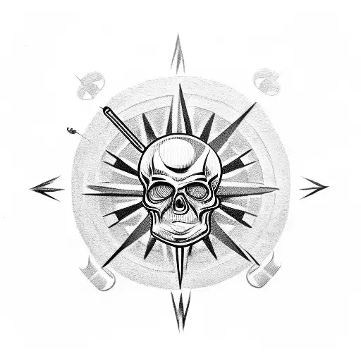 Smoking Skull With A Compass In Its Eye Socket