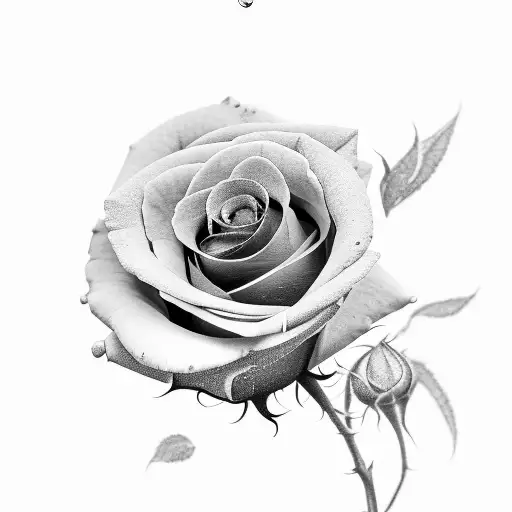 A Black And Grey Rose With An Oldschool Film Camera Hidden Within The Petals