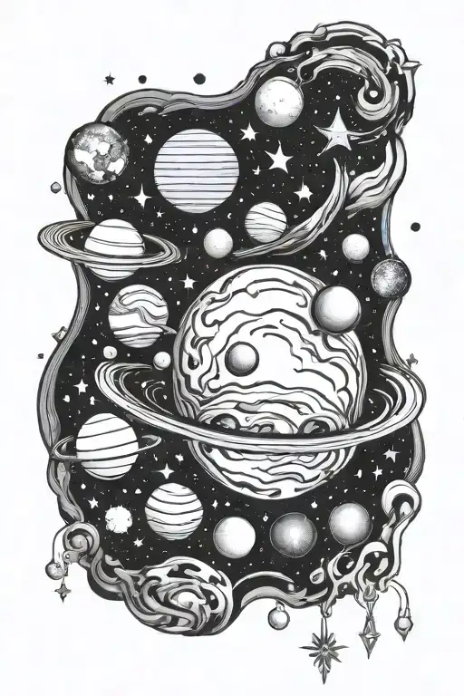 Space Surrounded By Planets Stars