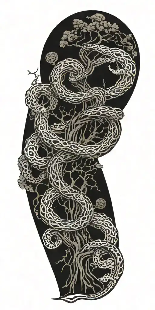 Tree Of Knowledge With Serpent Coiled