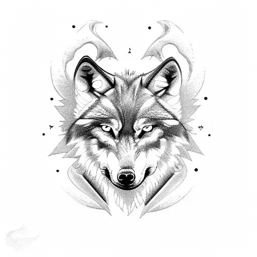 Wolf With Wings As A Cross