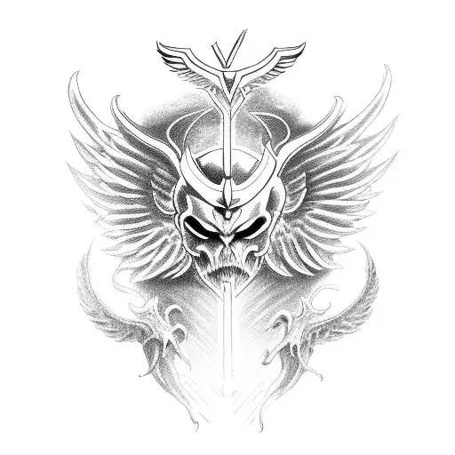 Demon With Wings And Halo