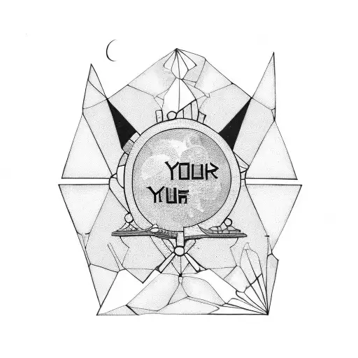 A Tattoo Incorporating The Phrase 'Your Mind Is Your Limit' With A Space Theme And Geometric Shapes