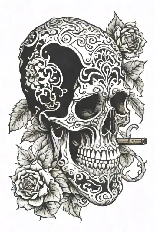 Skull And Cigaratte