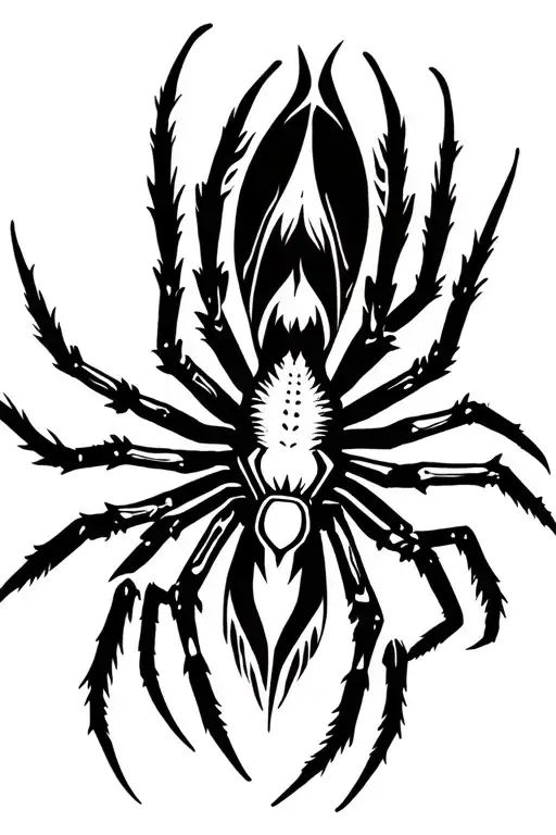 Tribal Spider Tattoo Design Featuring Elements